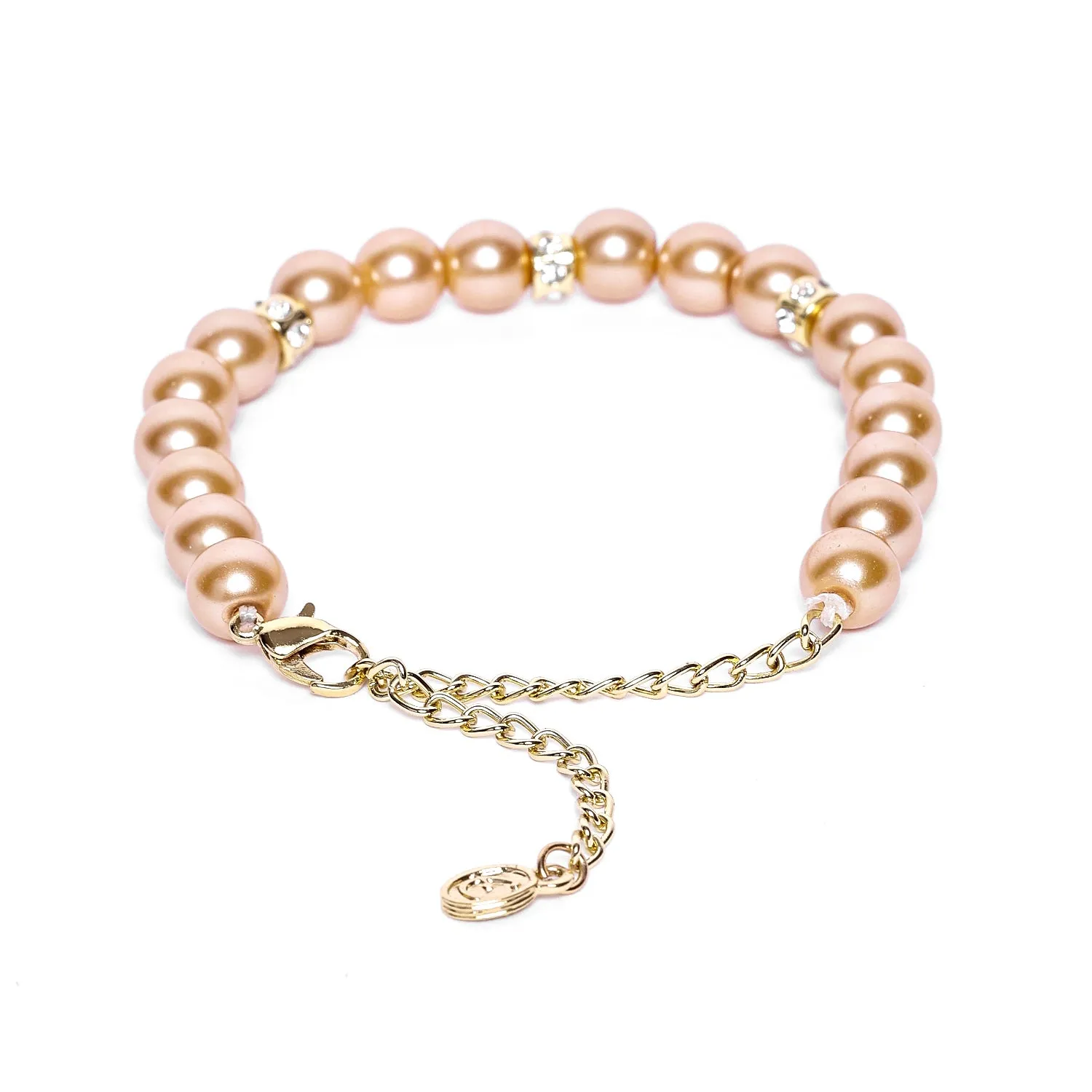 Estele Gold Plated Trendy & Refined Single Line Purple Pearl Bracelet with White Crystals for Girls and Women
