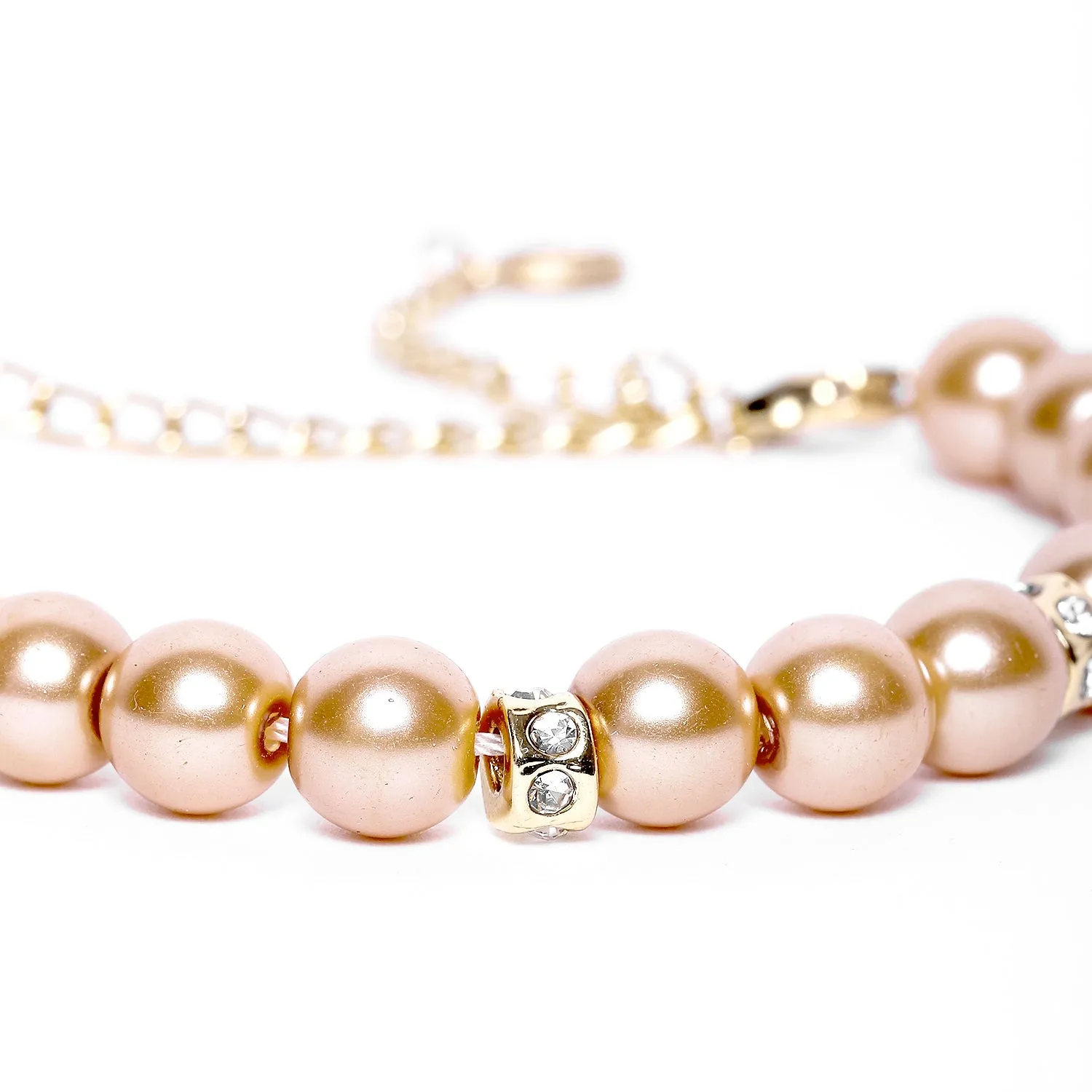 Estele Gold Plated Trendy & Refined Single Line Purple Pearl Bracelet with White Crystals for Girls and Women