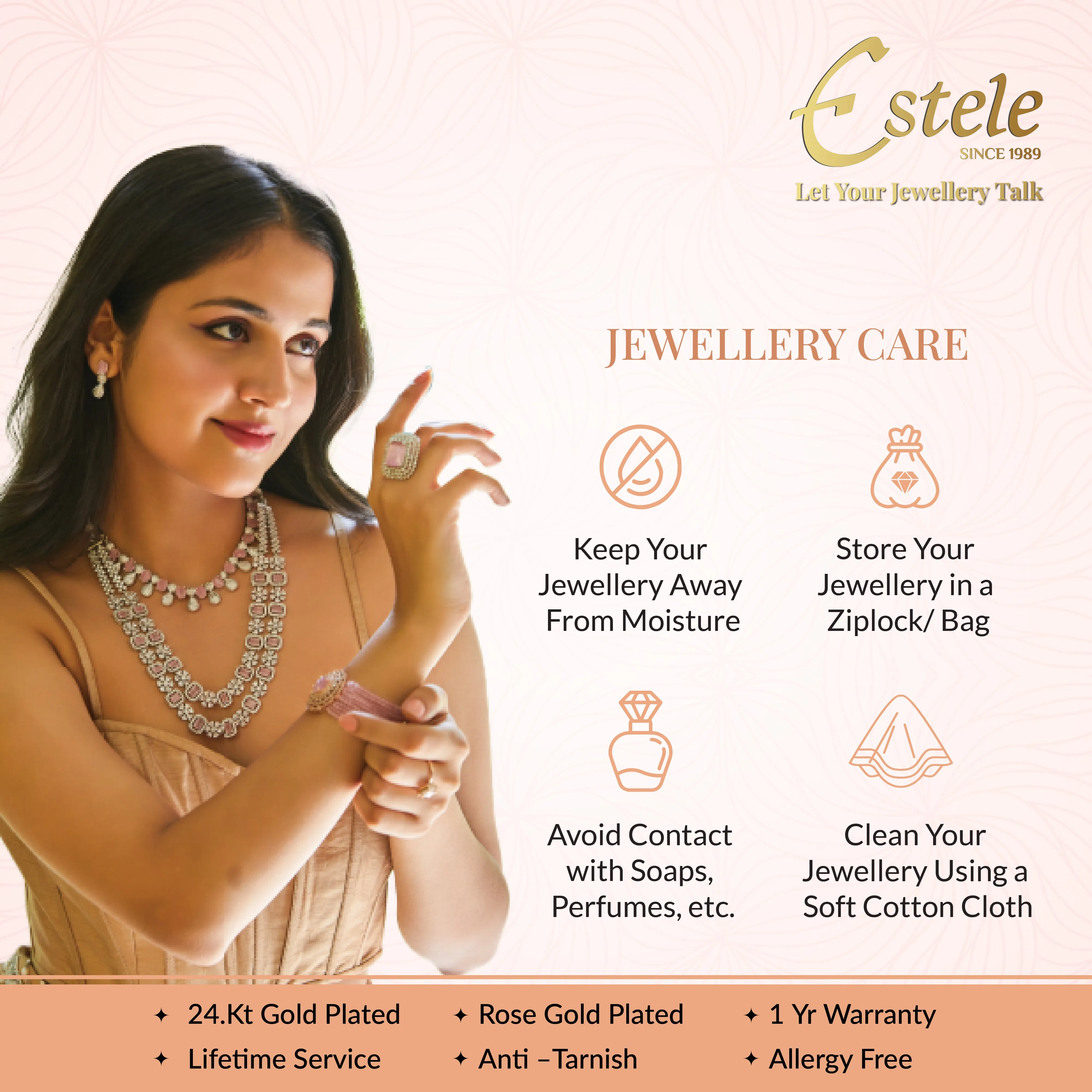 Estele Rosegold Plated Entrancing Ruby American Diamond Bangles|Available in 2:4, 2:6, & 2:8 Sizes | A Timeless Look for Women