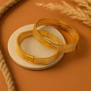 Estele Stylish Gold Plated Bangles ?C Size 2.6 ?C Multi-Layer Wire Design with CZ Stones ?C Elegant Jewelry for Women ?C OSBR-VK11434-26 BANGLE