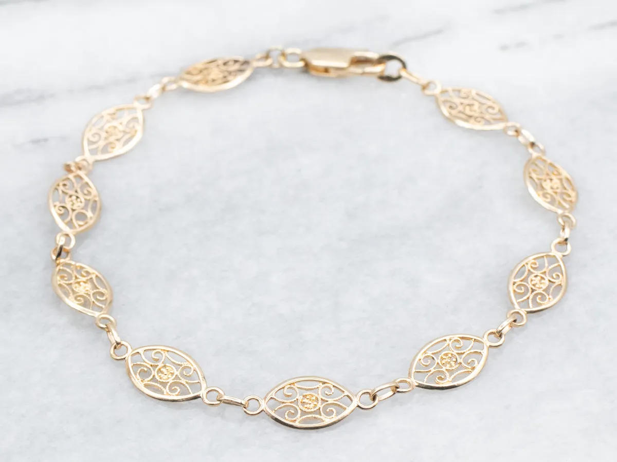 Filigree Link Bracelet with Lobster Clasp