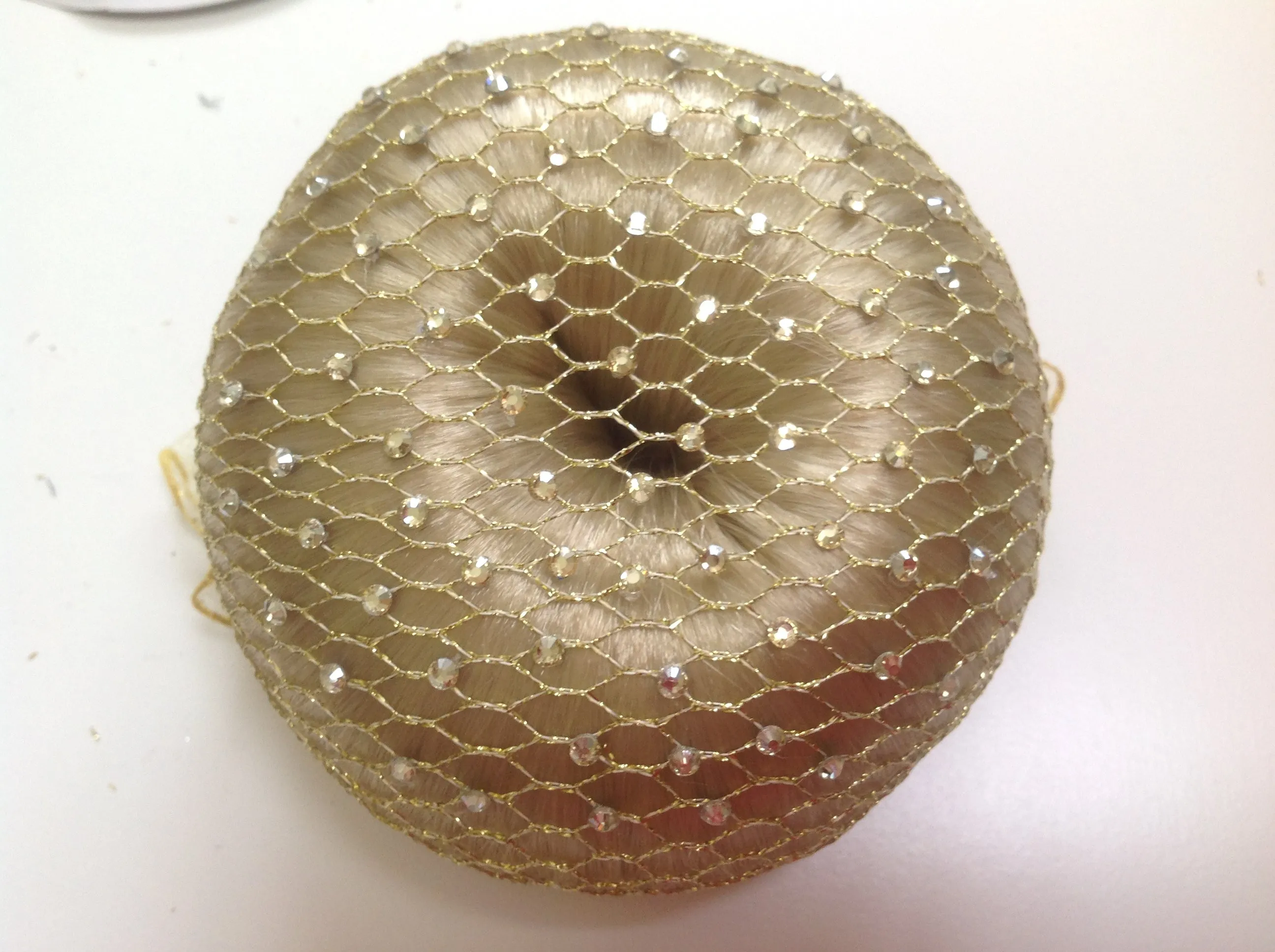 Fine Gold mesh bun nets plain, swarovski Crystals and Pearls