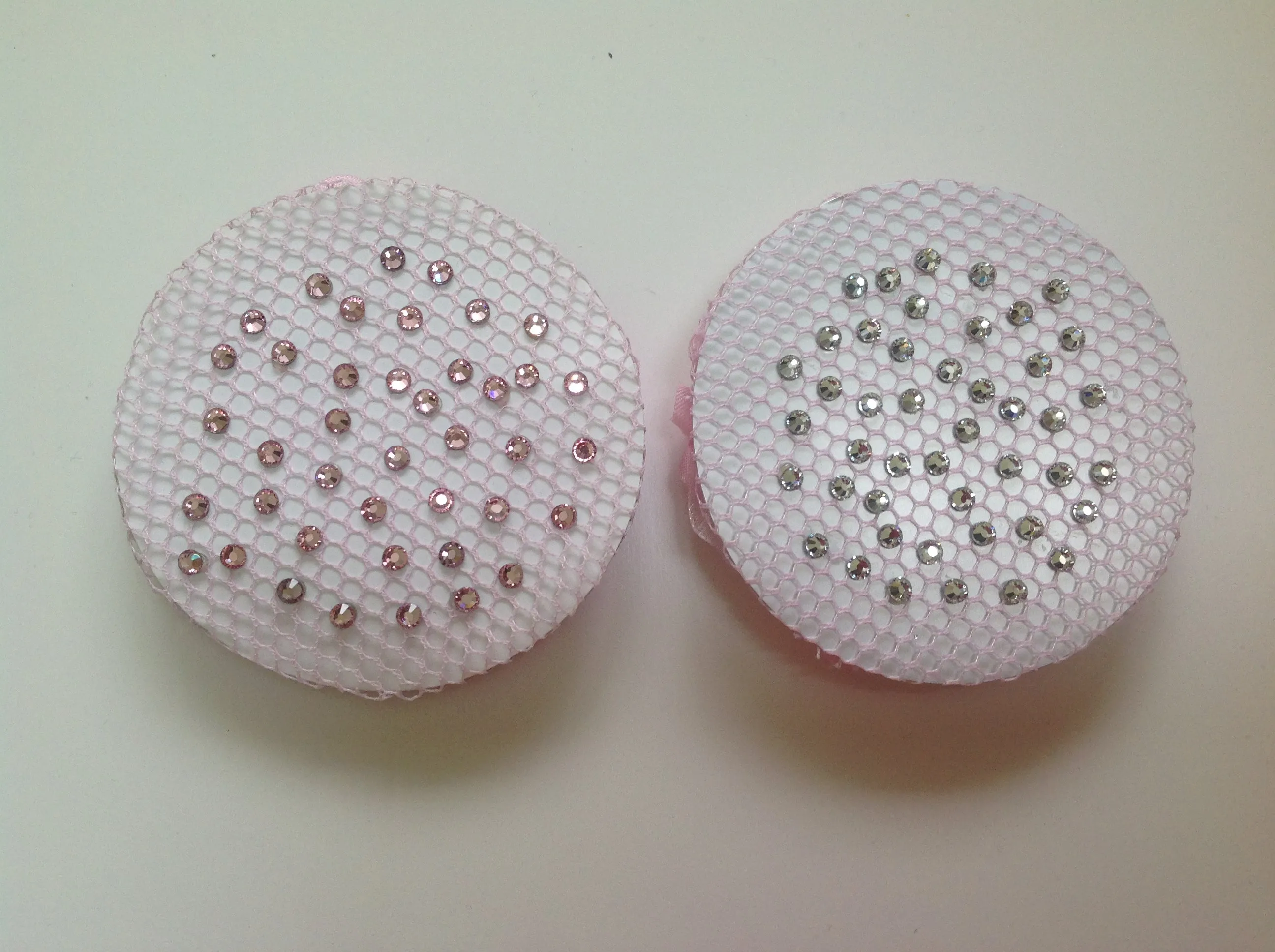 Fine Pink mesh bun nets plain, swarovski Crystals and Pearls