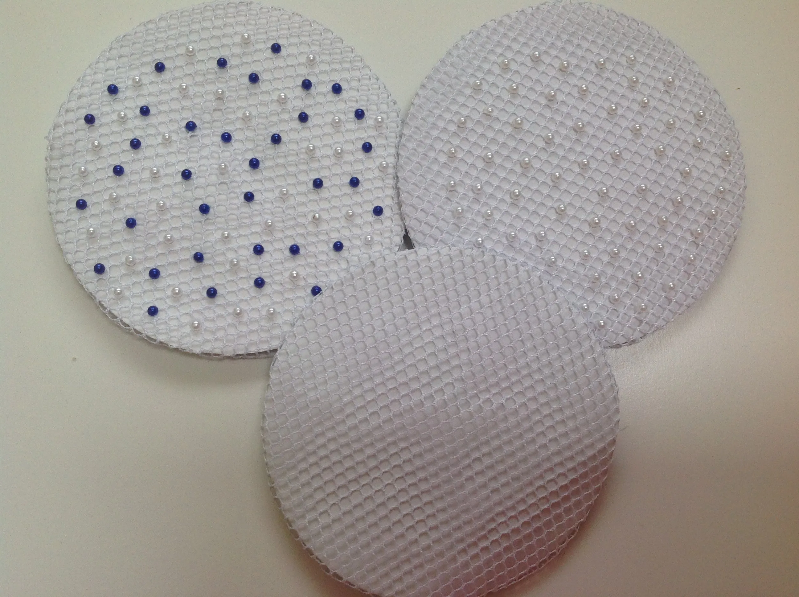 Fine White mesh bun nets plain, swarovski Crystals and Pearls