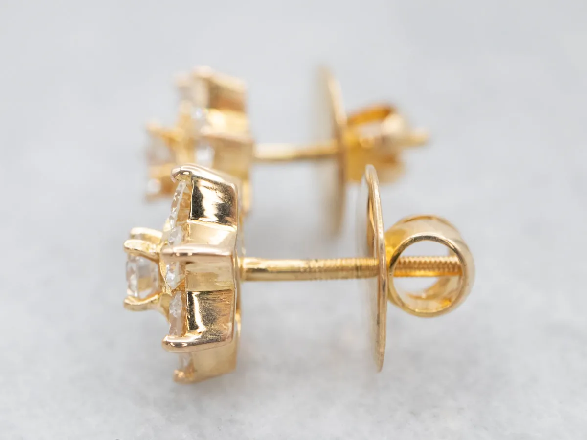 Floral Diamond Stud Earrings