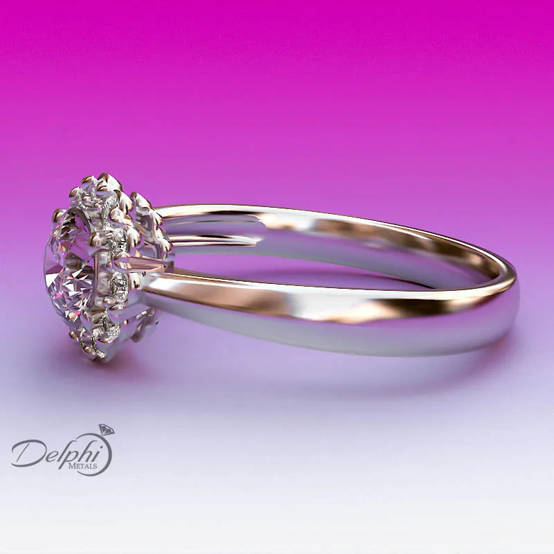 Floral Halo Diamond Engagement Ring in Gold (0.66 ct. tw.) - 02US13