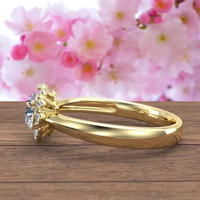 Floral Halo Diamond Engagement Ring in Gold (0.66 ct. tw.) - 02US13