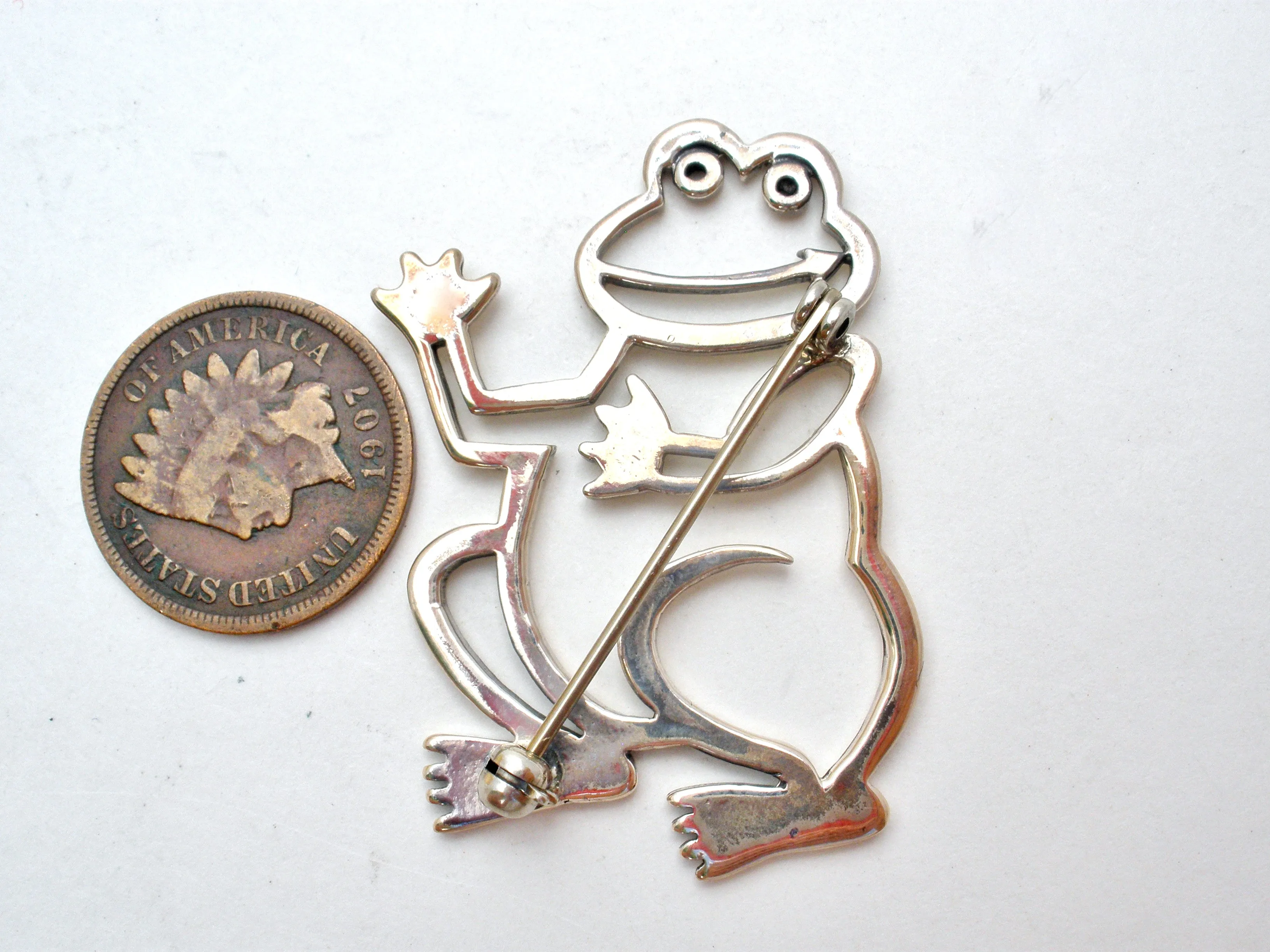Frog Pin Sterling Silver by Frank Chavez