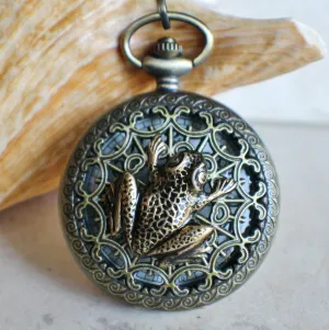 Frog pocket watch men's pocket watch, front case is mounted with bronze frog