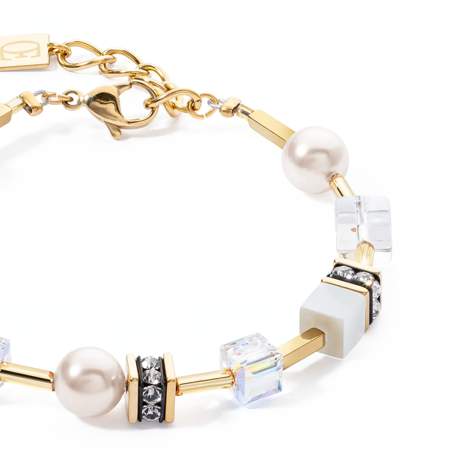 GeoCUBE? Iconic Pearl Mix bracelet gold-white