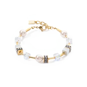 GeoCUBE? Iconic Pearl Mix bracelet gold-white