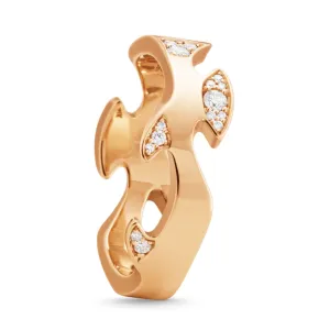 Georg Jensen Fusion 18ct Rose Gold Diamond Pave Centre Ring