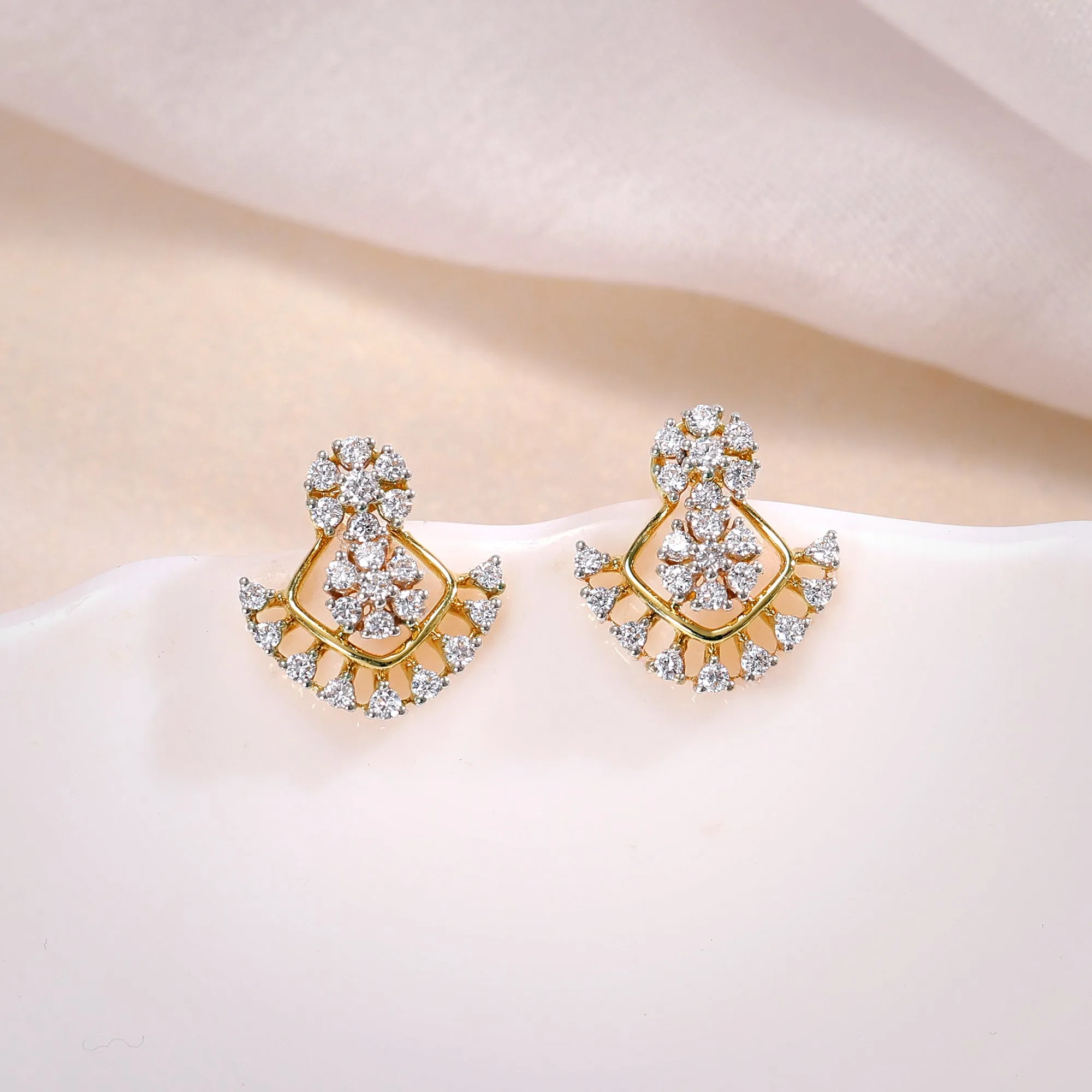 Gold Glided Spark Diamond Earrings