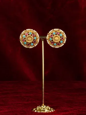 Gold Plated Jadau Kundan Earrings - ME1390