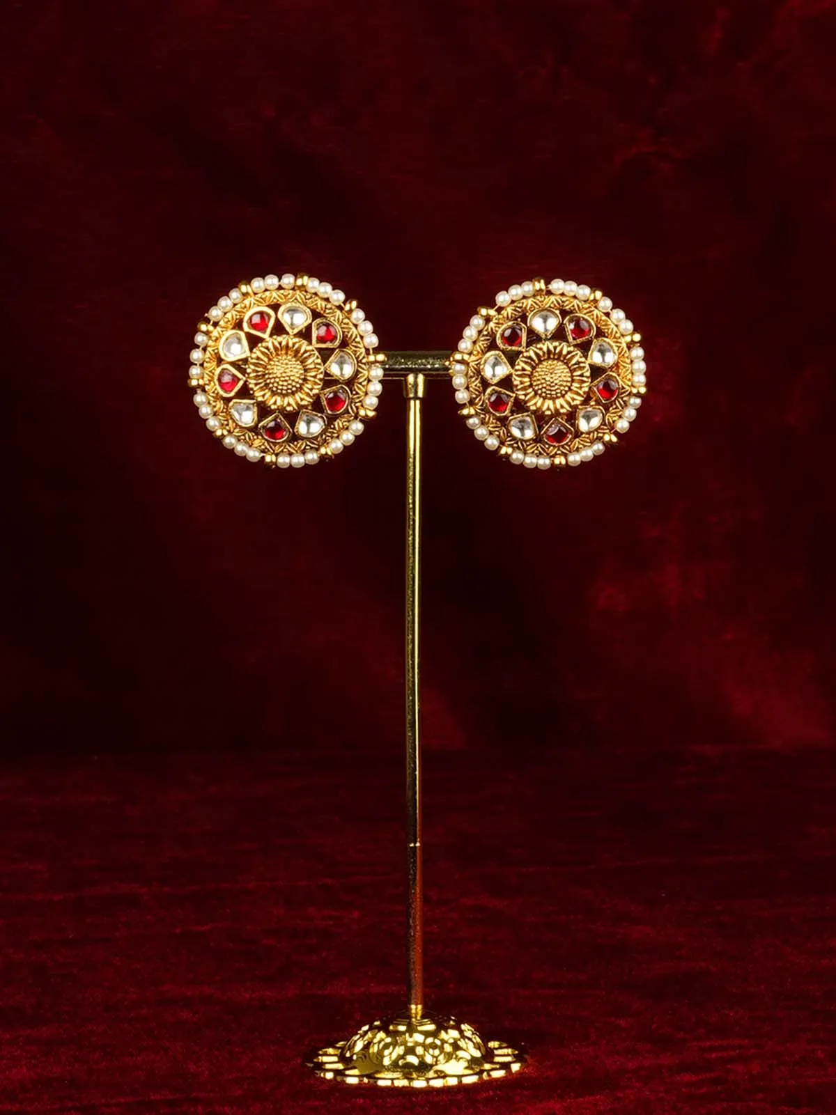 Gold Plated Jadau Kundan Earrings - ME1390