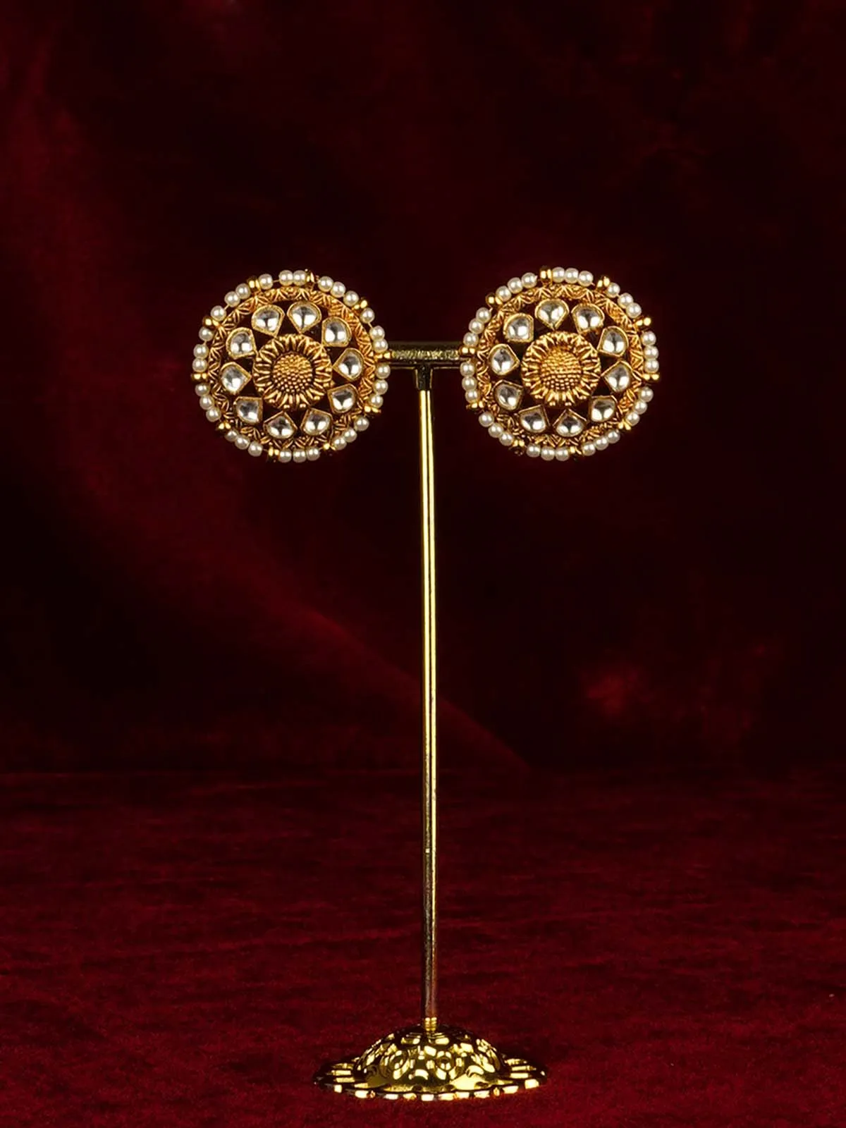 Gold Plated Jadau Kundan Earrings - ME1390