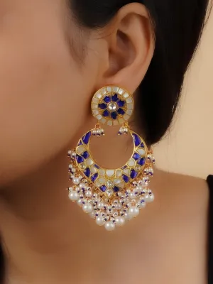 Gold Plated Thappa Jadau Kundan Earrings - TJ-E69