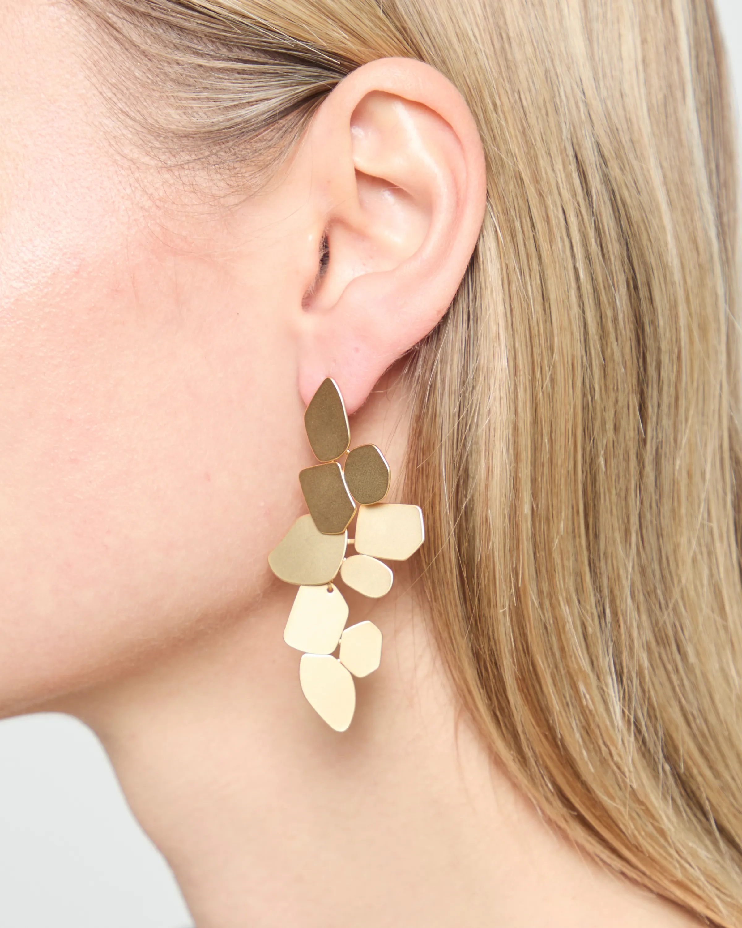 Gold Tile Dangle Earrings