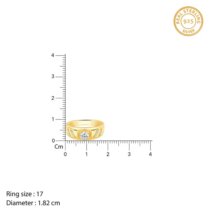 Golden Zircon Ornate Ring For Him