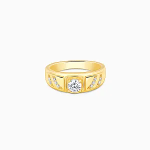 Golden Zircon Ornate Ring For Him