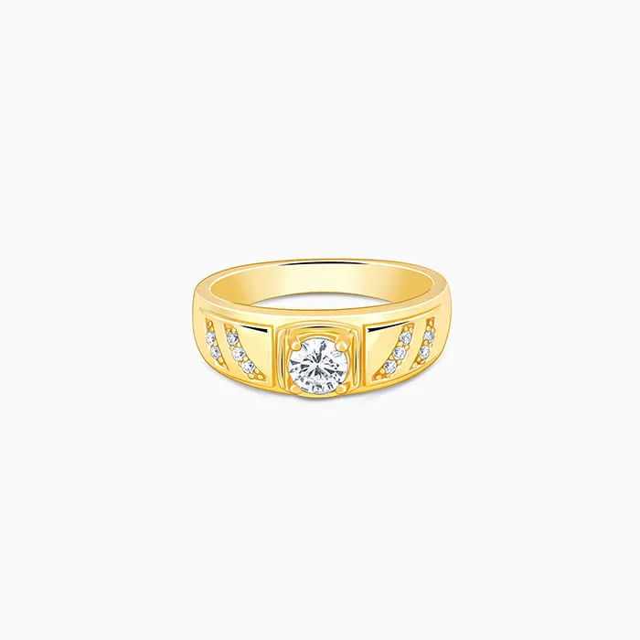 Golden Zircon Ornate Ring For Him