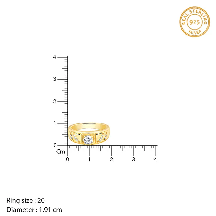 Golden Zircon Ornate Ring For Him