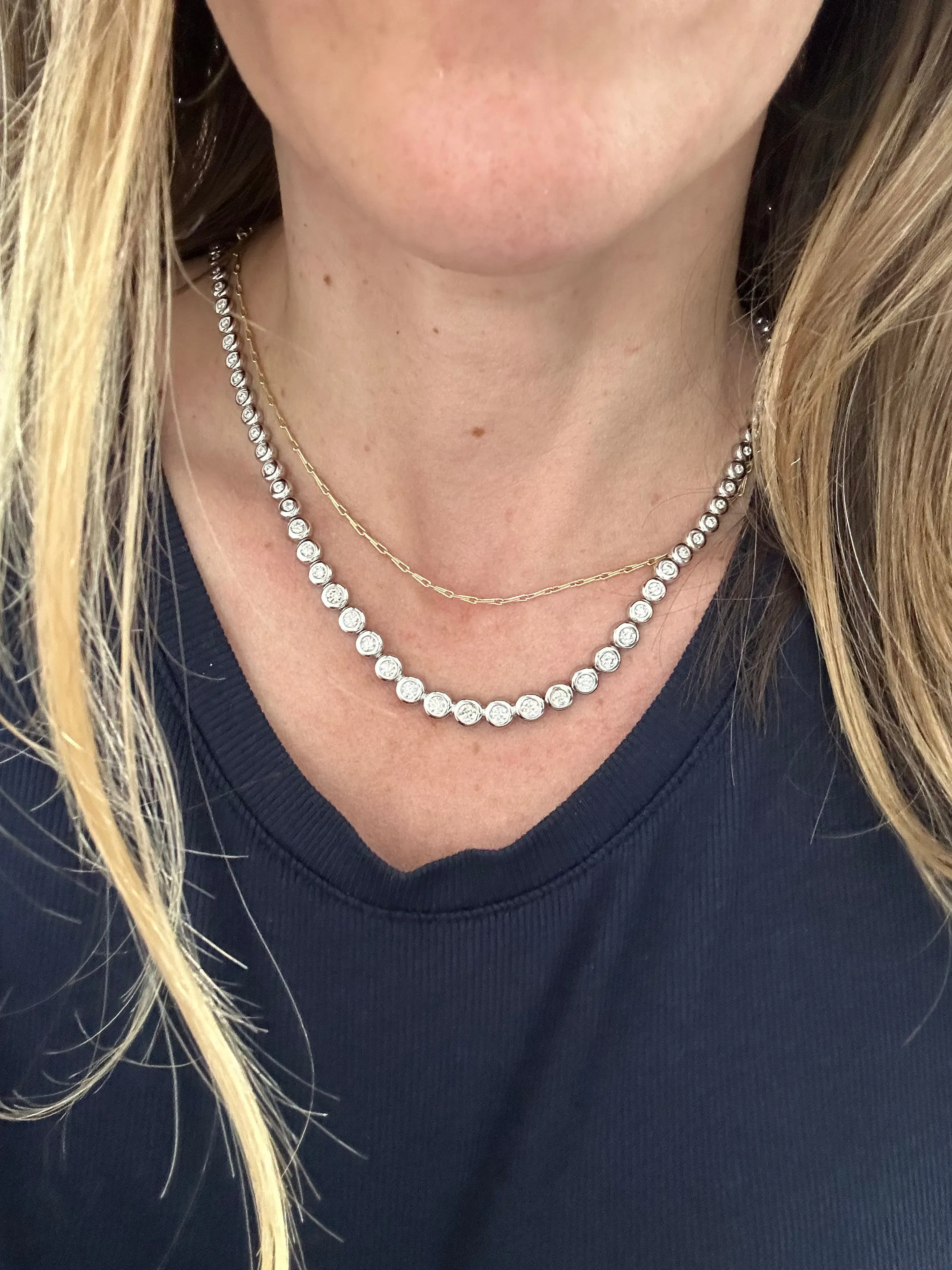 Graduated Diamond Bezel Tennis Necklace