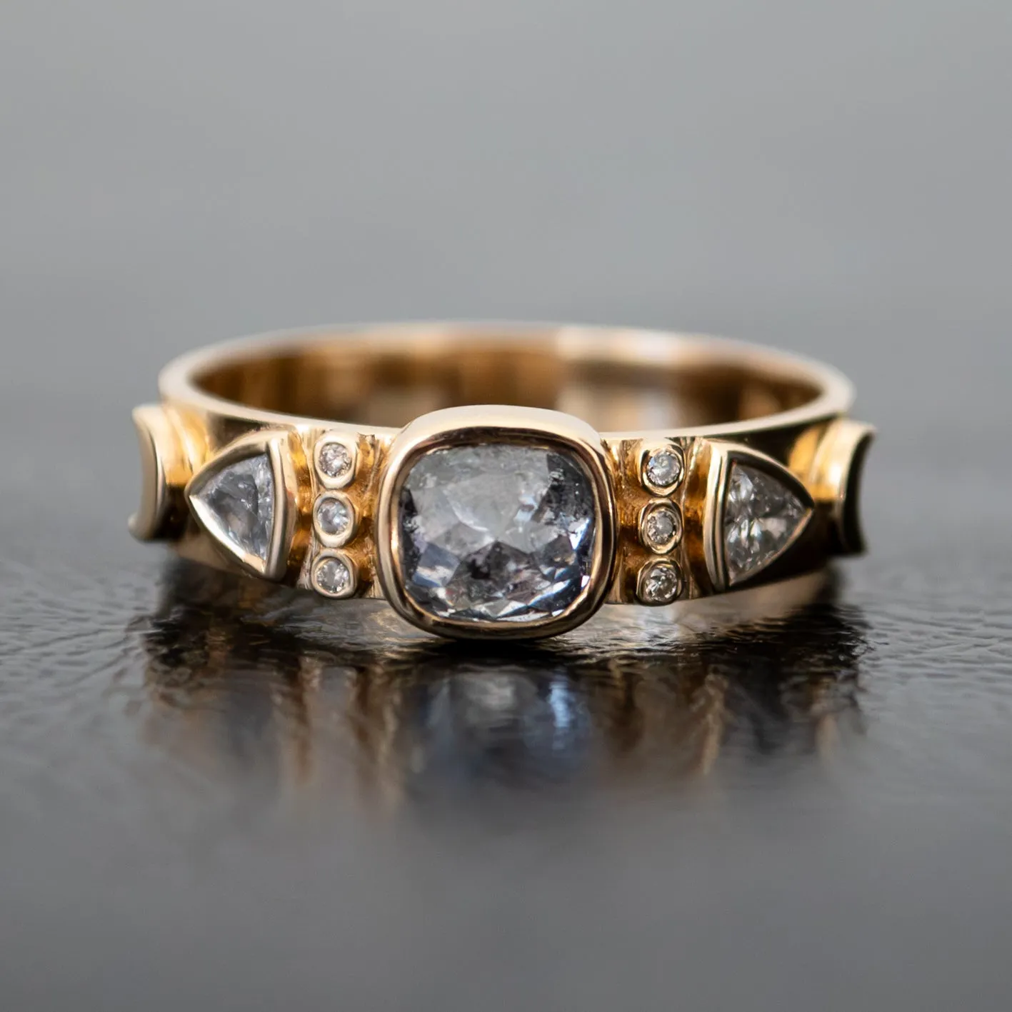 Gray & White Diamond Totem Ring