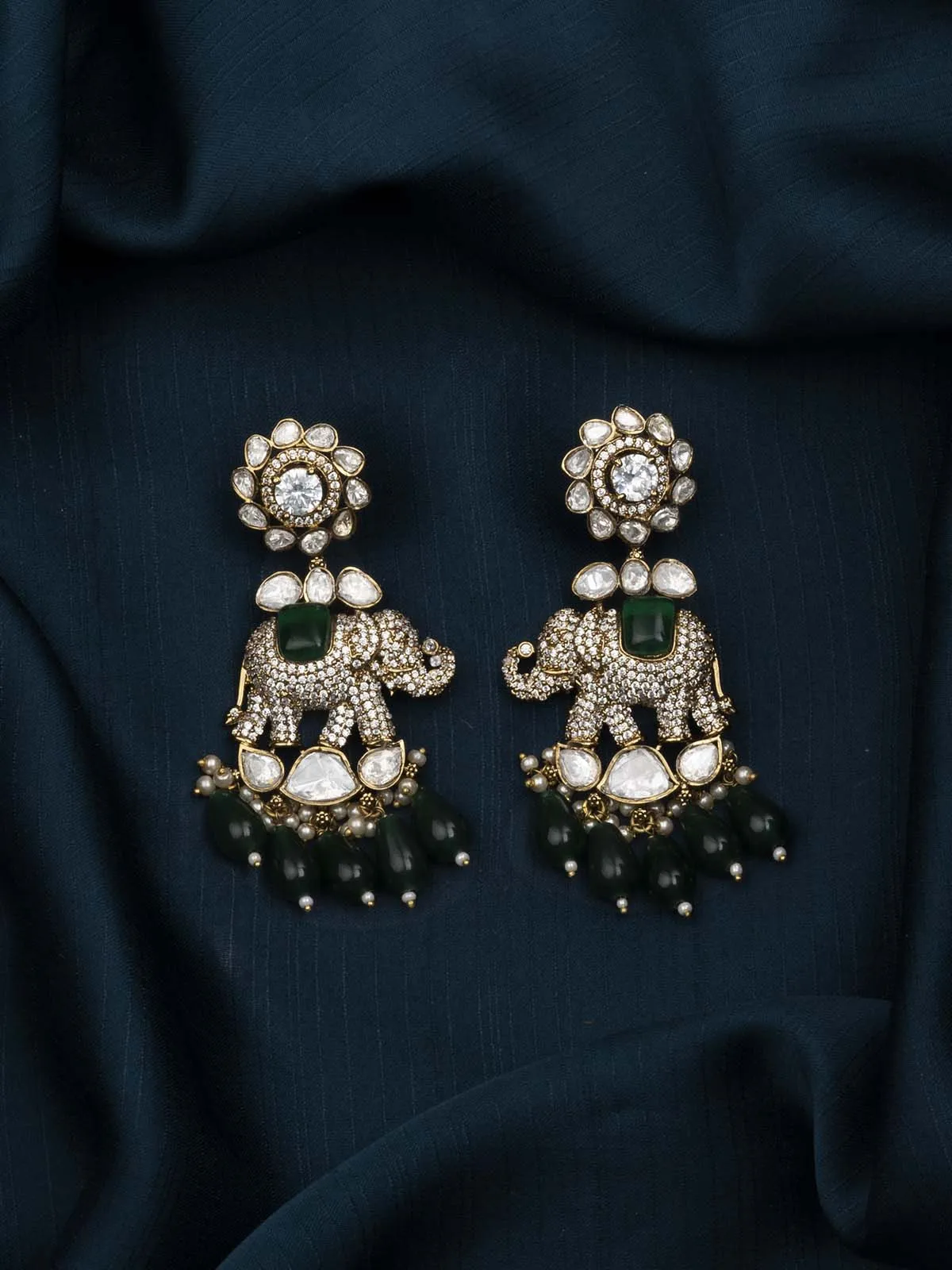 Green Color Gold Plated Moissanite Earrings - MO-EAR21WGR