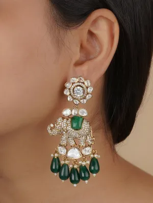 Green Color Gold Plated Moissanite Earrings - MO-EAR21WGR