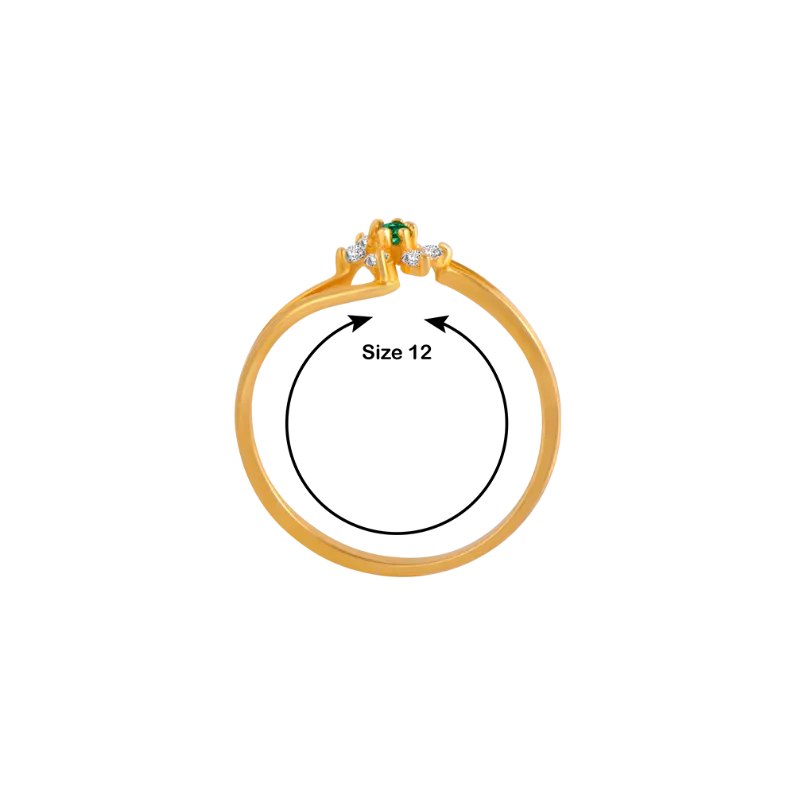 Green Stone Studded Fancy Gold Ring Design