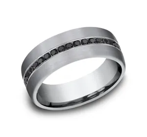 Grey Tantalum ??The Edison?? 7.5mm Black Diamond Channel Set Wedding Band