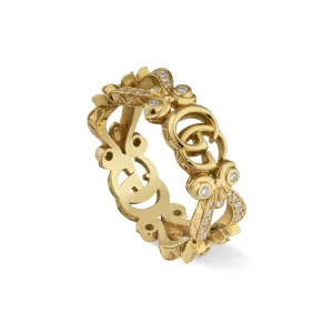 Gucci Flora 18ct Yellow Gold Diamond Pave Ring D