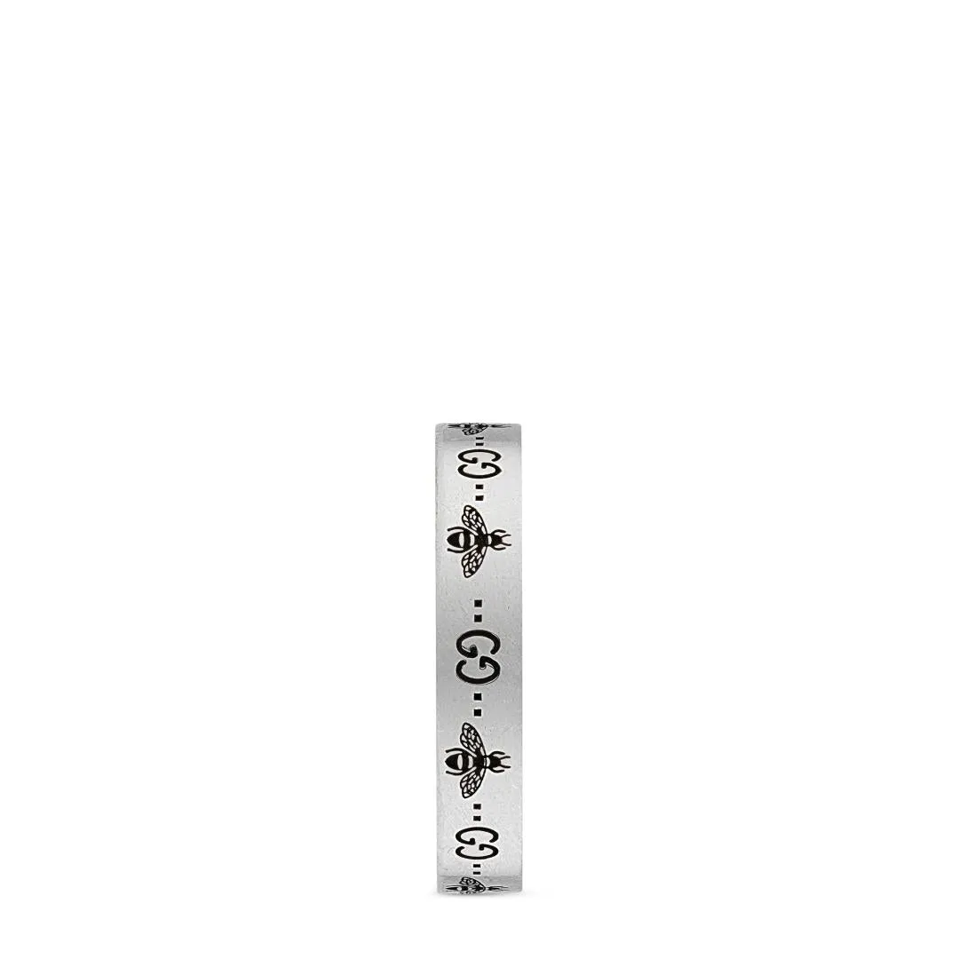 Gucci GG Sterling Silver Engraved Bee Ring D