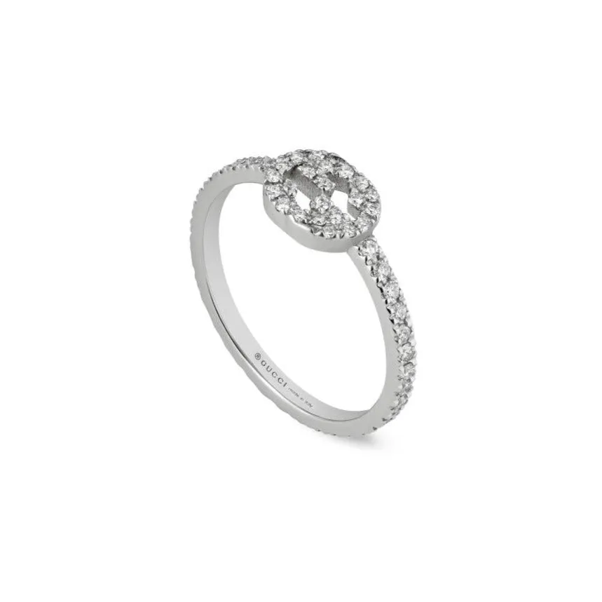 Gucci Interlocking 18ct White Gold Diamond Ring D