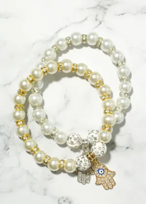 Hamsa Hand Pearl Bracelet