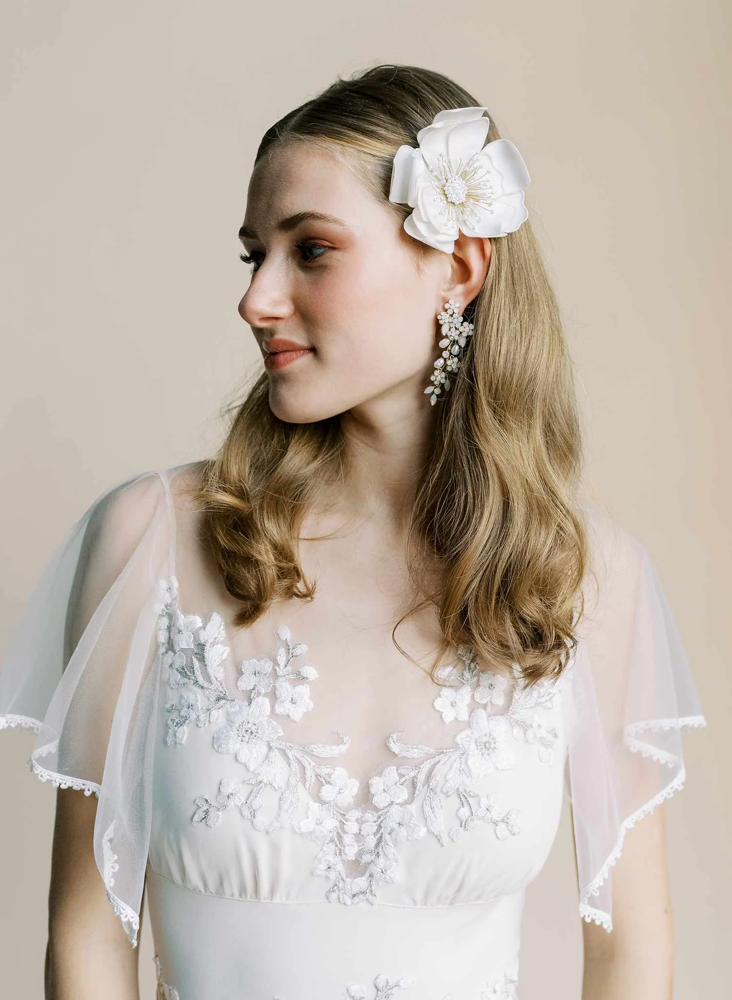Hand embroidered bridal hair flower - Style #2533