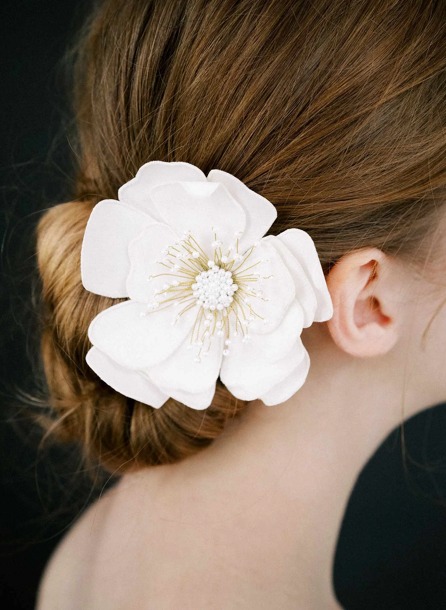 Hand embroidered bridal hair flower - Style #2533