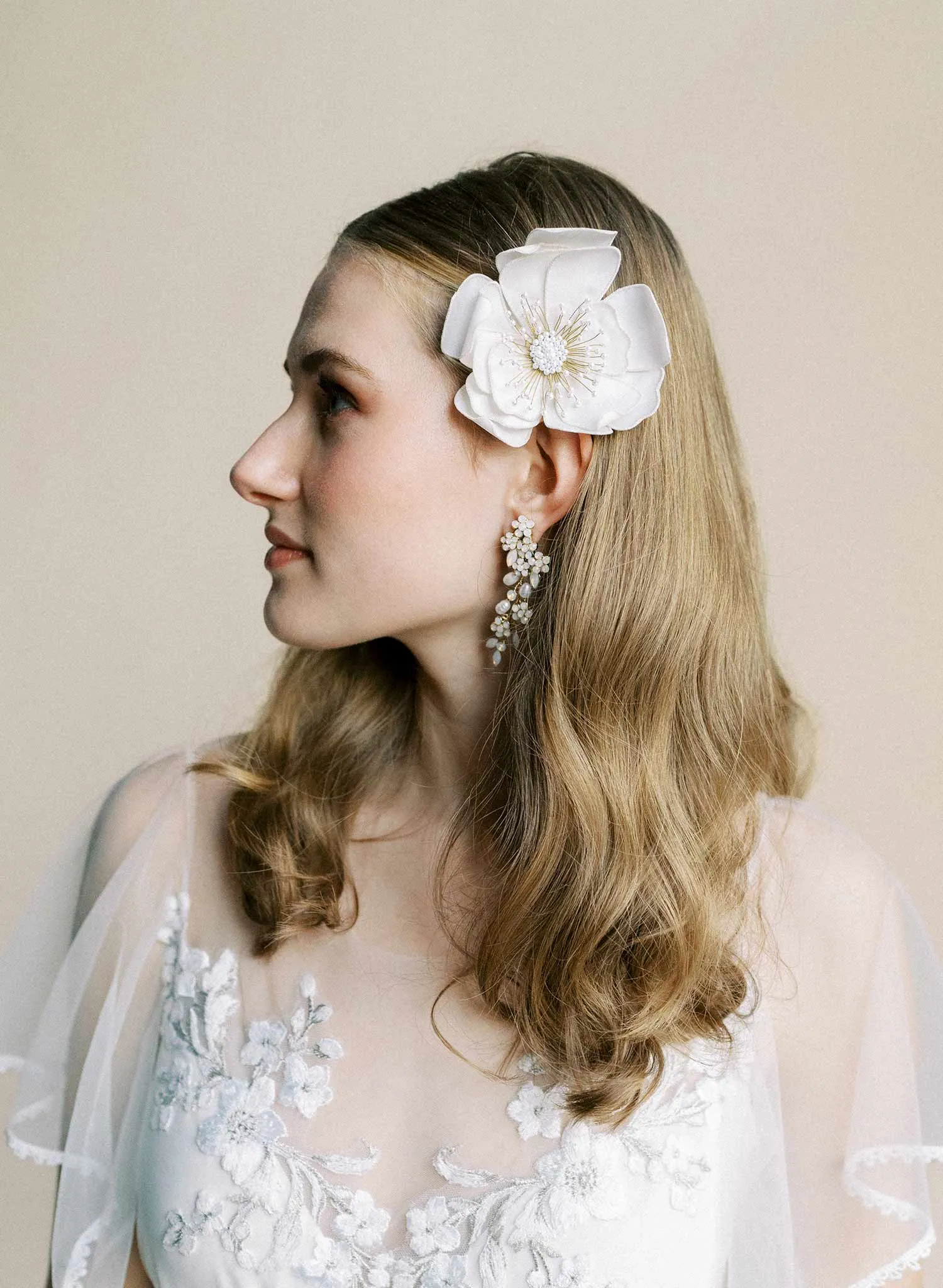 Hand embroidered bridal hair flower - Style #2533
