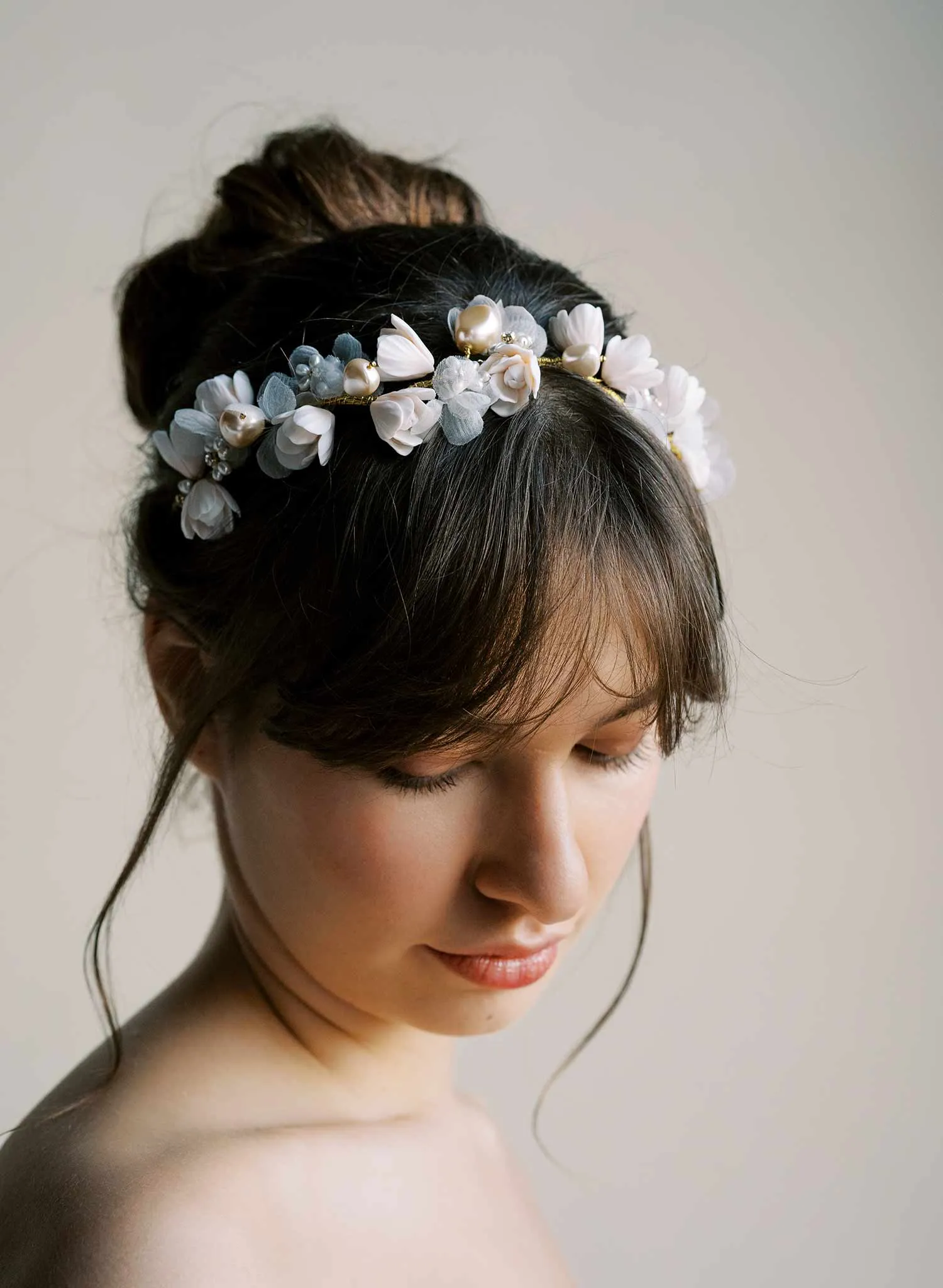 Hand sculpted magnolia buds and silk hair vine - Style #2561