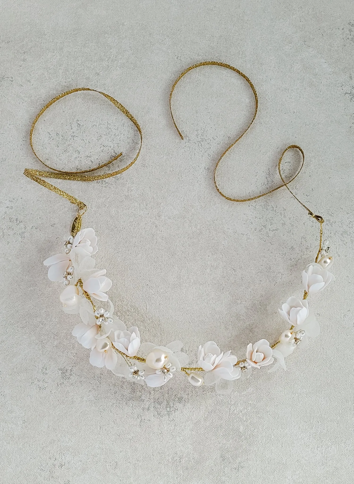 Hand sculpted magnolia buds and silk hair vine - Style #2561