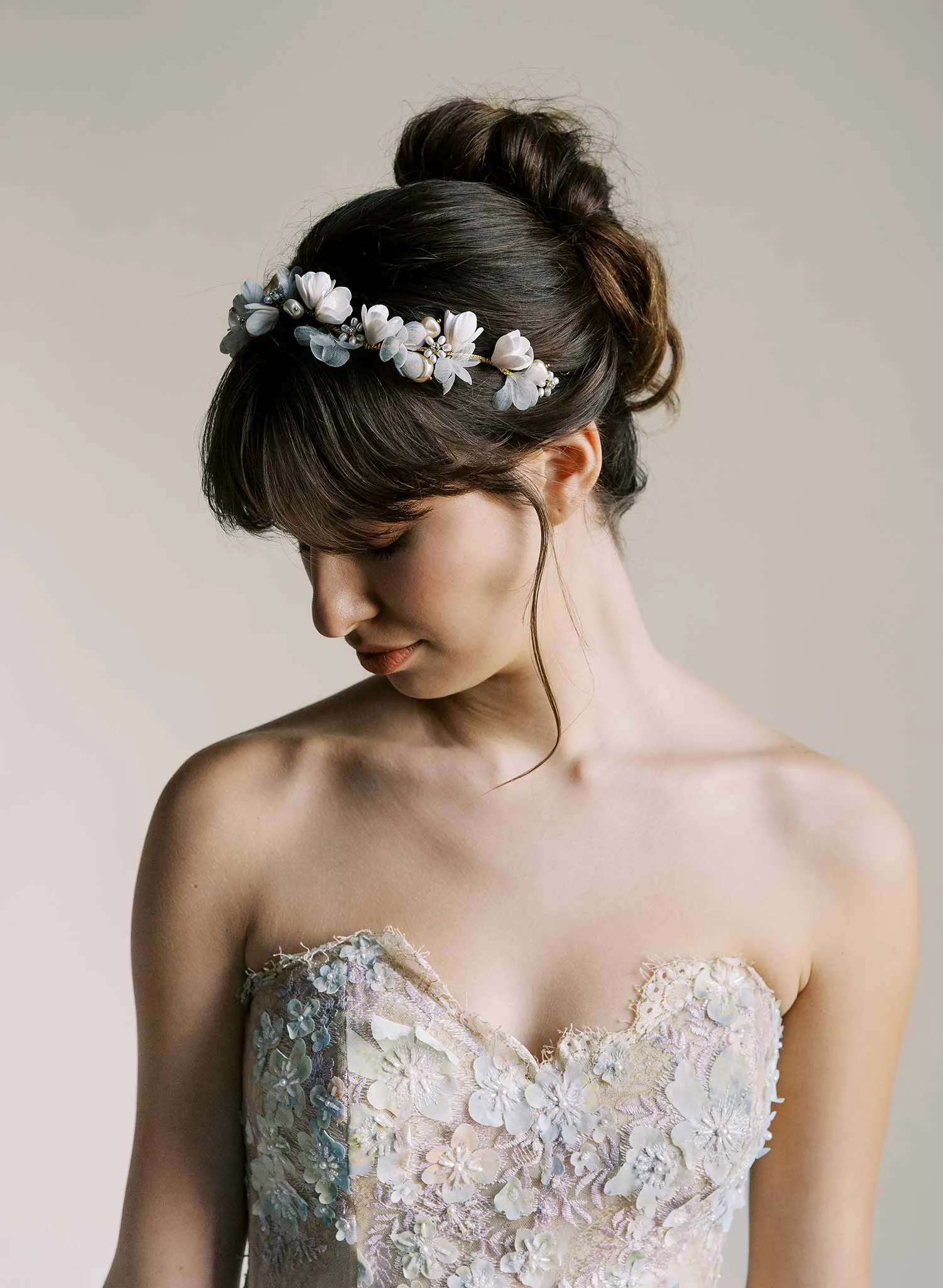Hand sculpted magnolia buds and silk hair vine - Style #2561