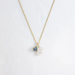 Heart to Heart Necklace, Blue-Green Diamond - In Stock