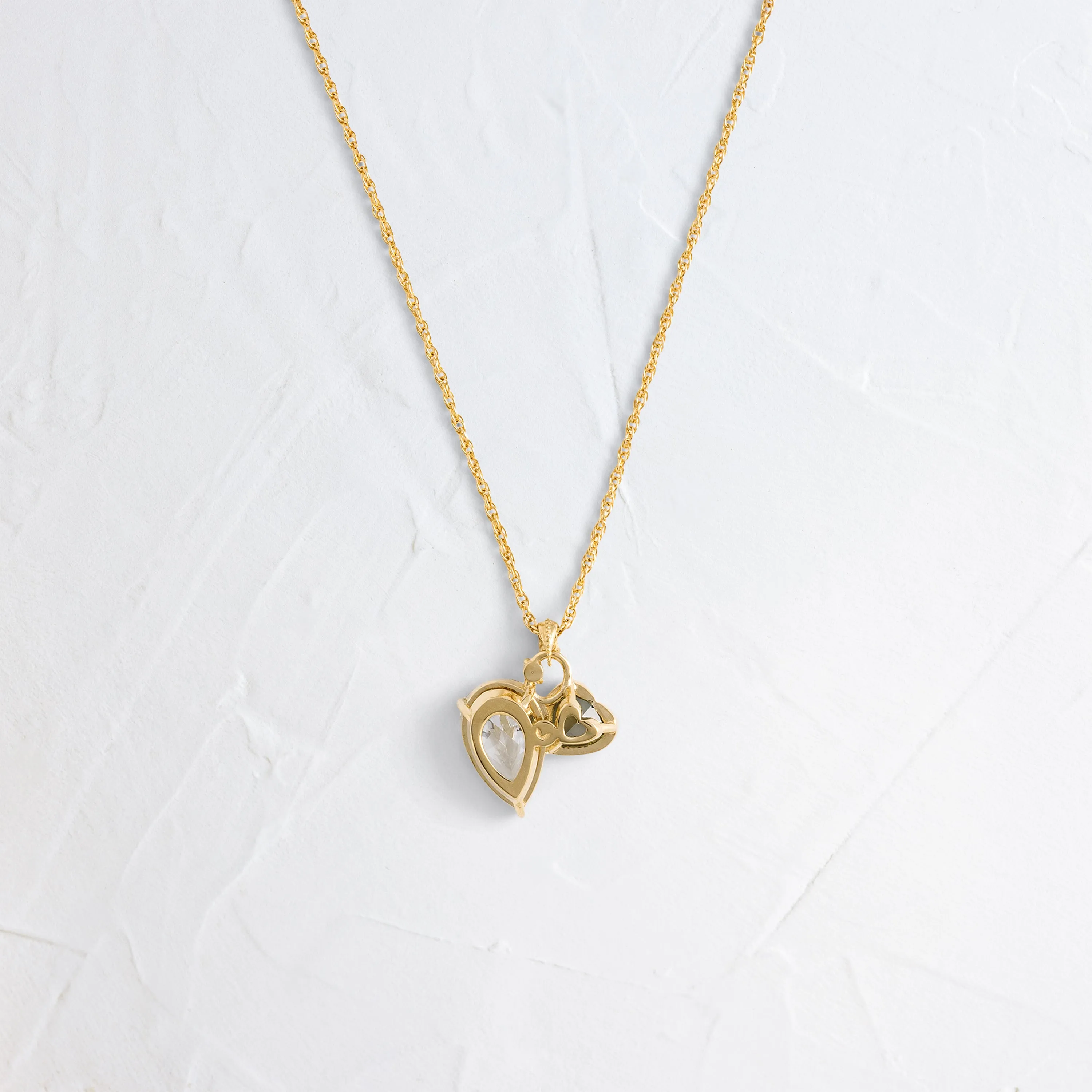 Heart to Heart Necklace, Blue-Green Diamond - In Stock