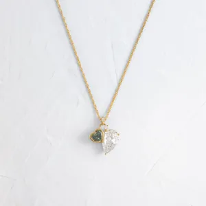 Heart to Heart Necklace, Green Diamond