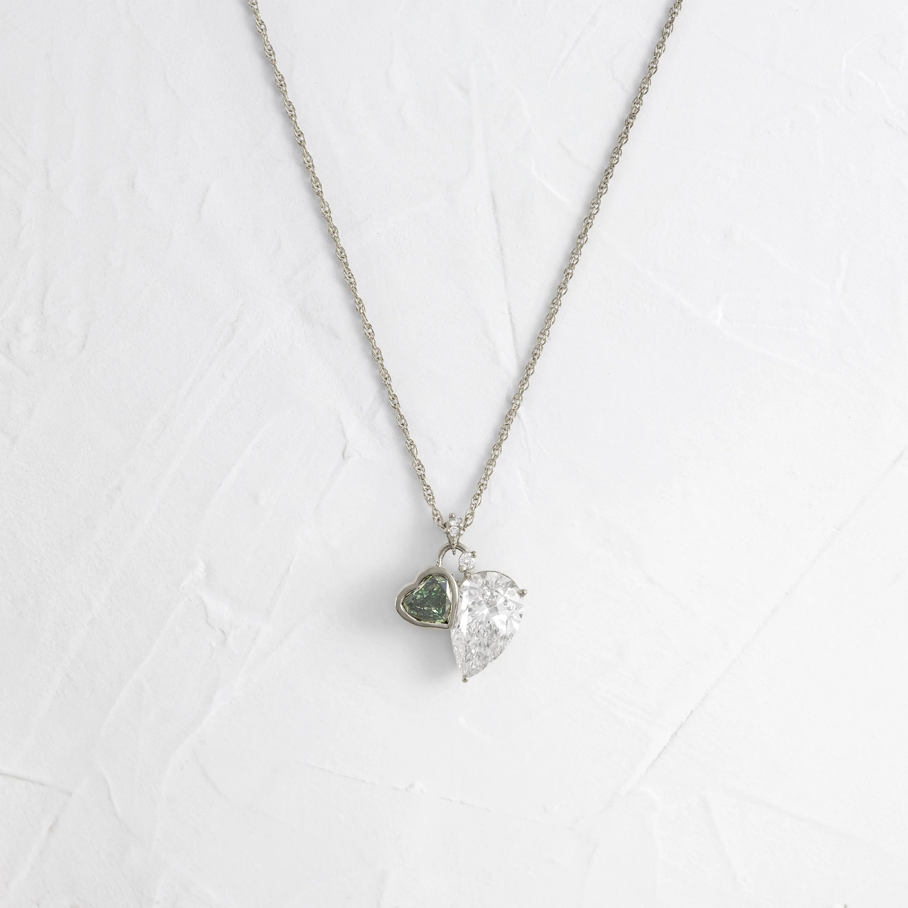 Heart to Heart Necklace, Green Diamond