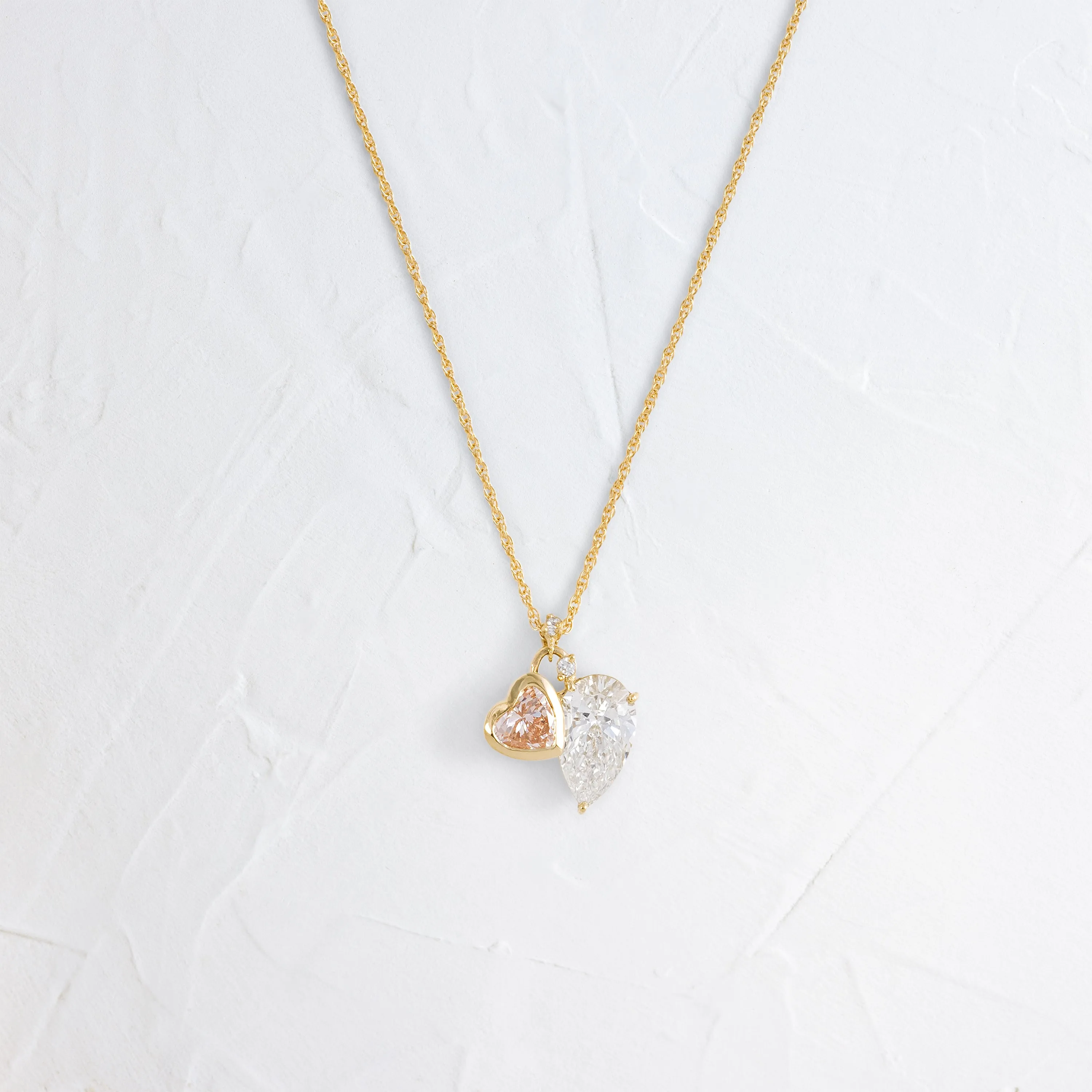 Heart to Heart Necklace, Pink Diamond - In Stock