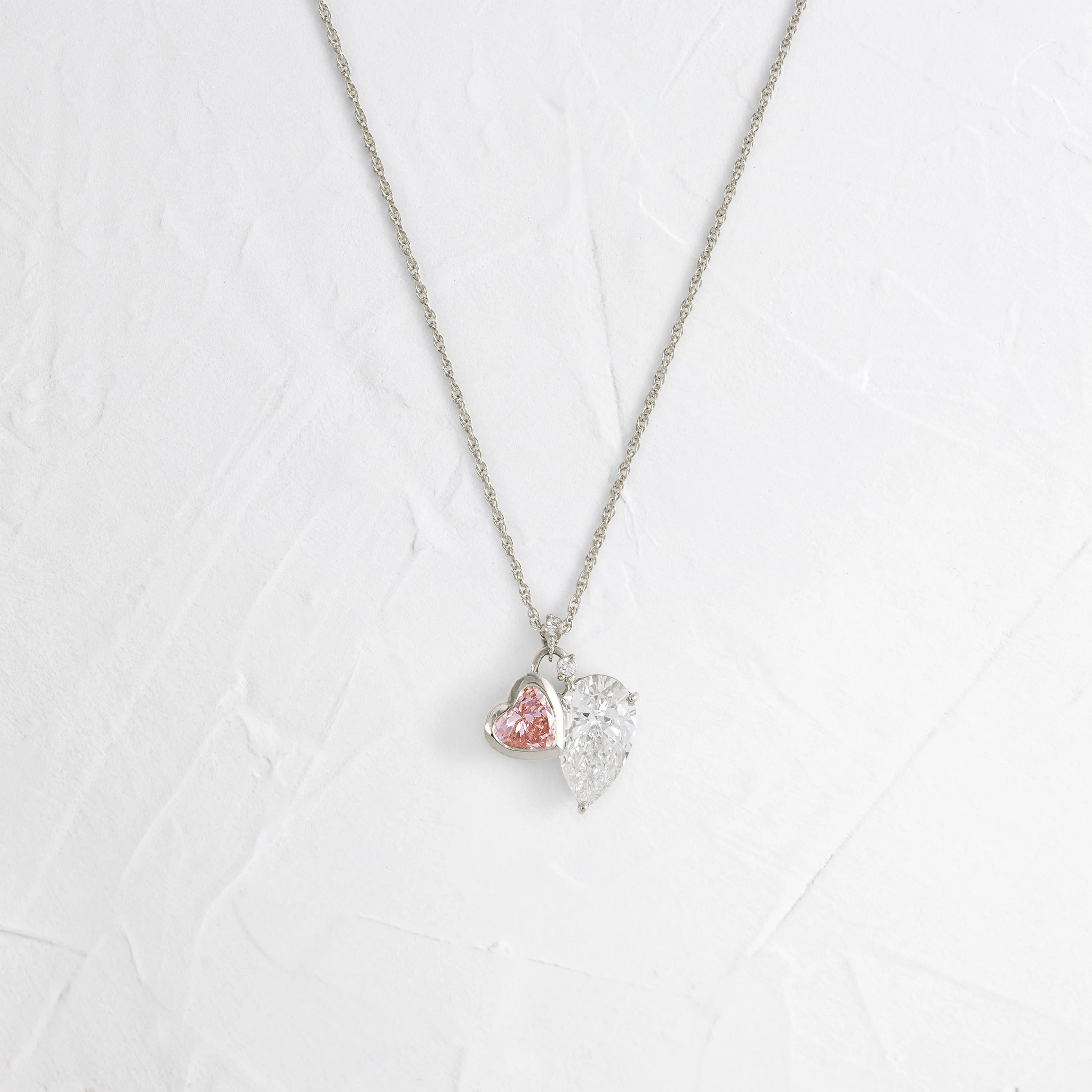 Heart to Heart Necklace, Pink Diamond