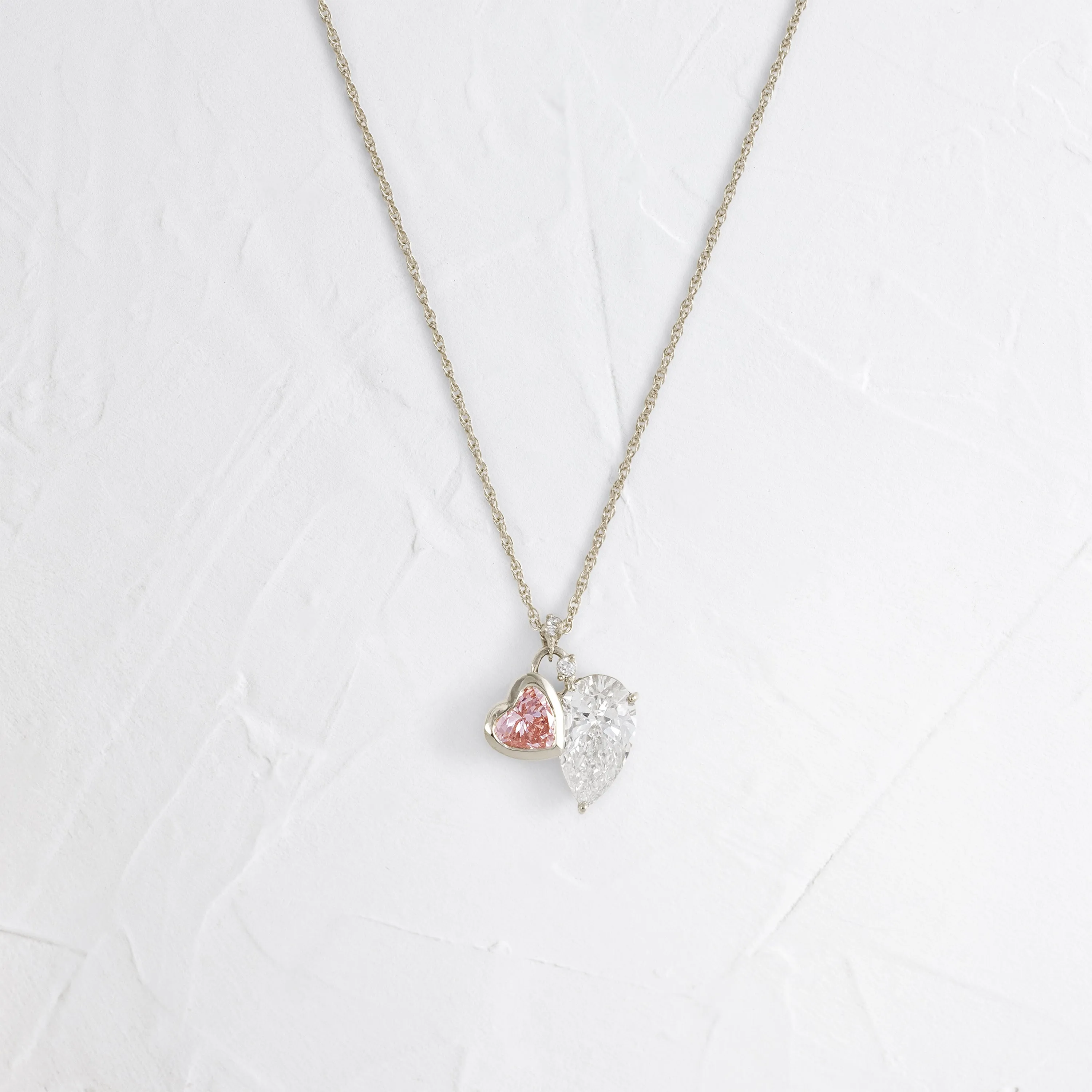 Heart to Heart Necklace, Pink Diamond