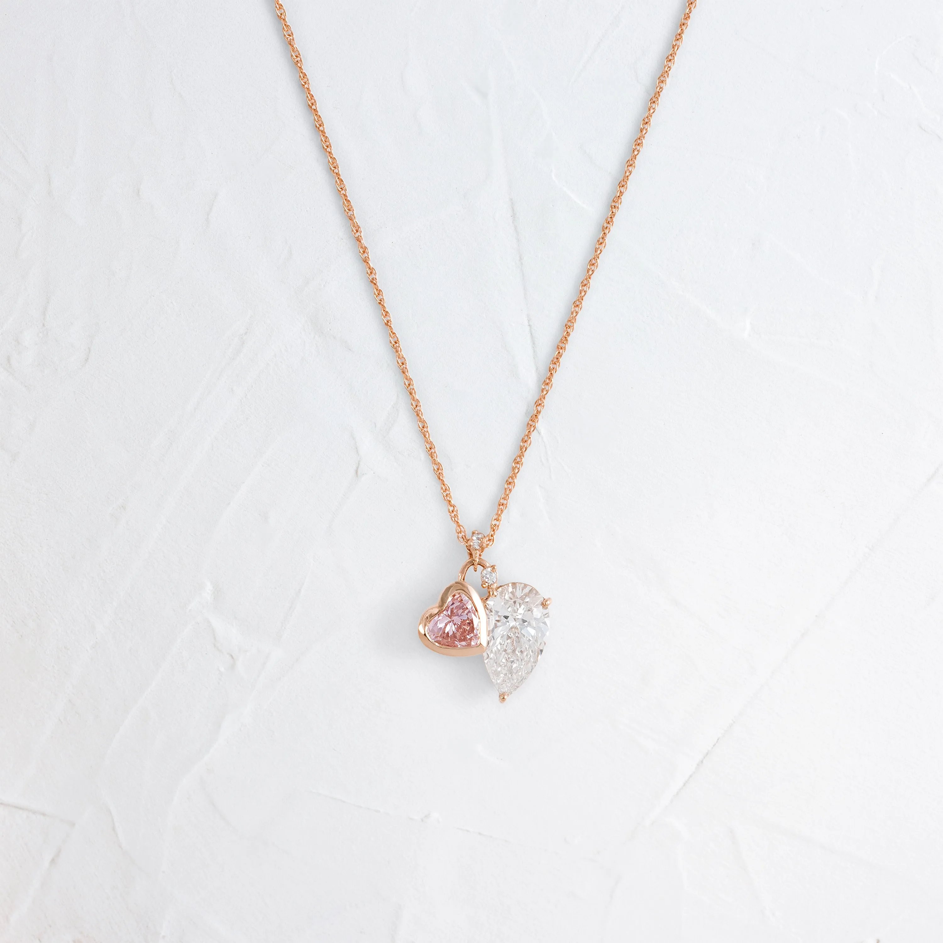 Heart to Heart Necklace, Pink Diamond